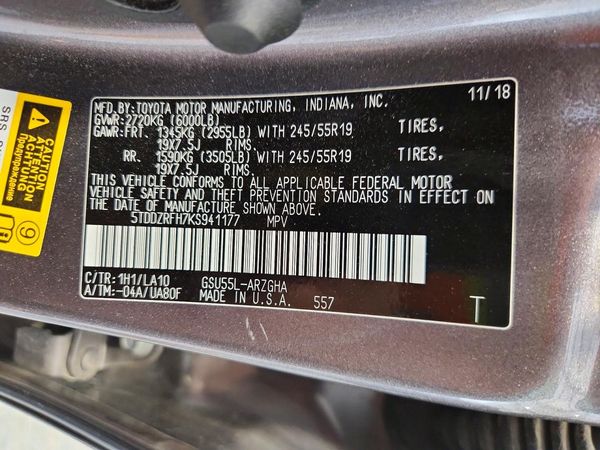2019 TOYOTA HIGHLANDER Ltd/Ltd Platinum