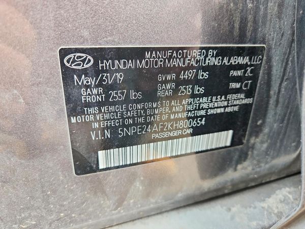 2019 HYUNDAI SONATA