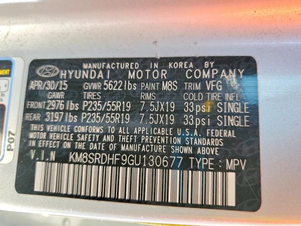 2016 HYUNDAI SANTA FE TOP