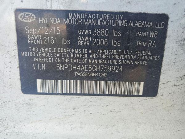 2016 HYUNDAI ELANTRA