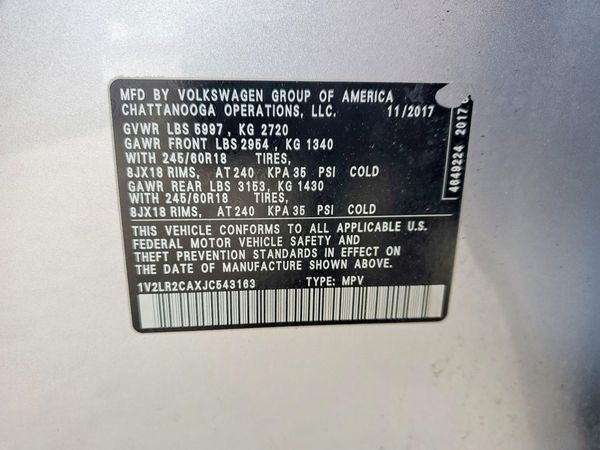 2018 VOLKSWAGEN ATLAS 4Motion SE