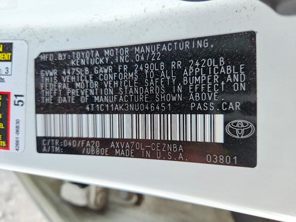 2022 TOYOTA CAMRY
