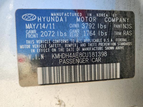 2012 HYUNDAI ELANTRA GLS(Middle grade) — VINS