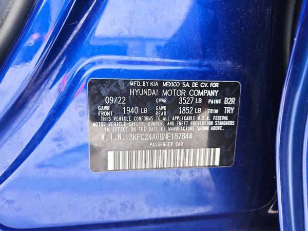 2022 HYUNDAI ACCENT SE, SEL