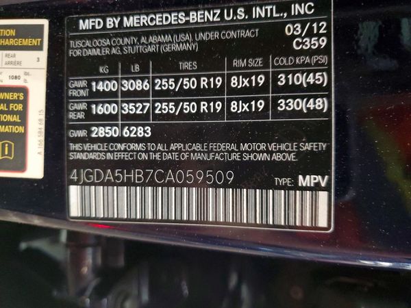 2012 MERCEDES-BENZ ML ML350 4-MATIC