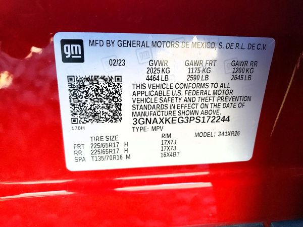 2023 CHEVROLET EQUINOX LT (1LT) — VINS
