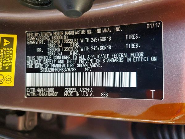 2017 TOYOTA HIGHLANDER SE/XLE