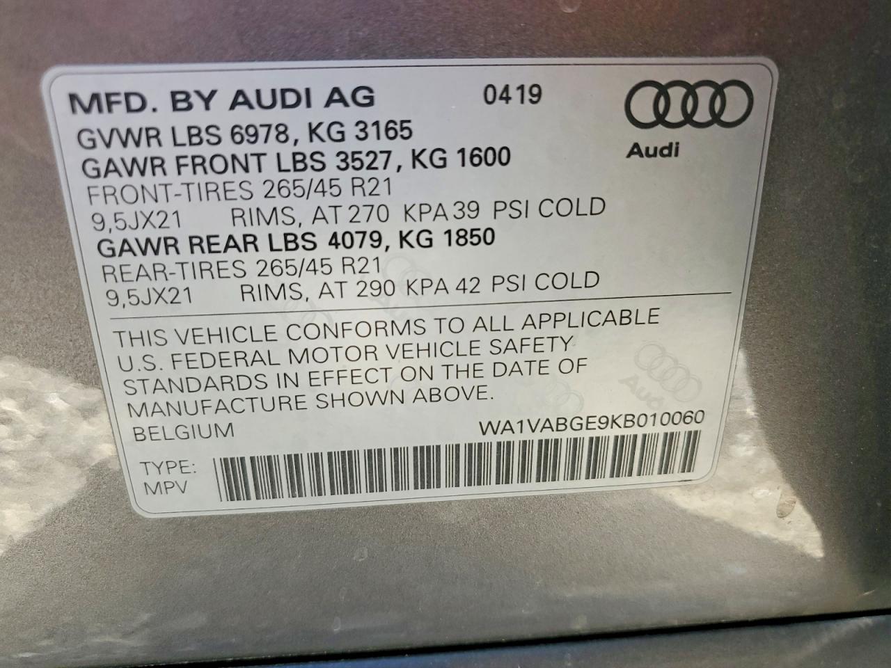 2019 AUDI E-TRON e-tron quattro Prestige
