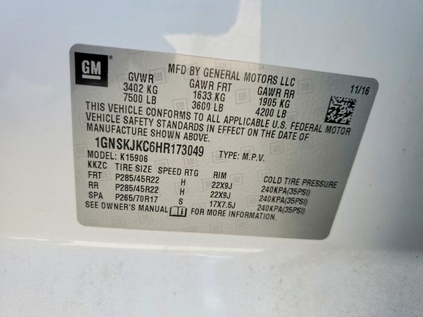 2017 CHEVROLET SUBURBAN Premier — VINS