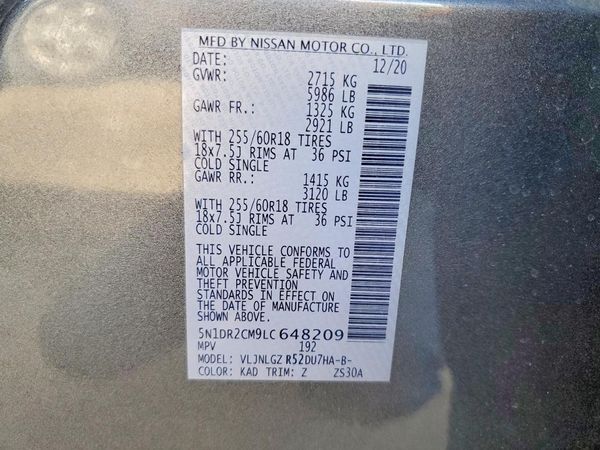 2020 NISSAN PATHFINDER SL