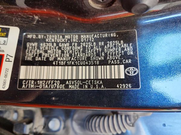 2012 TOYOTA CAMRY