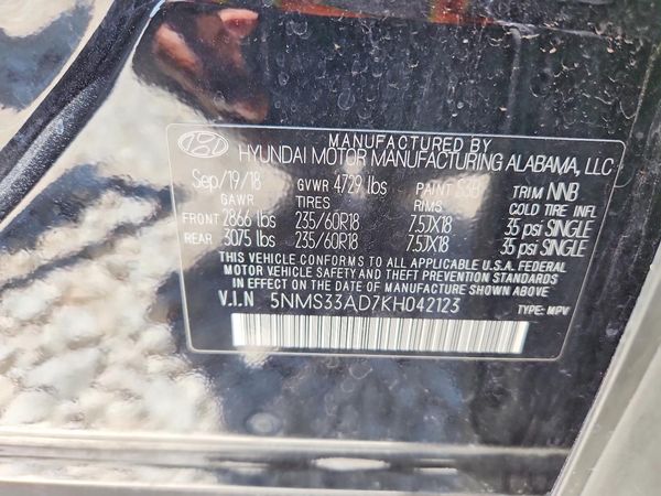 2019 HYUNDAI SANTA FE SEL, SEL Plus