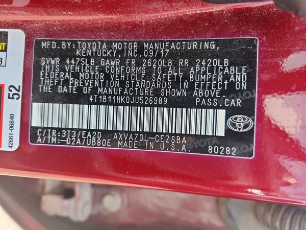 2018 TOYOTA CAMRY L/LE/SE/XLE