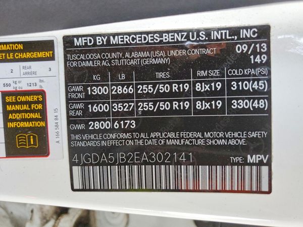 2014 MERCEDES-BENZ ML ML350