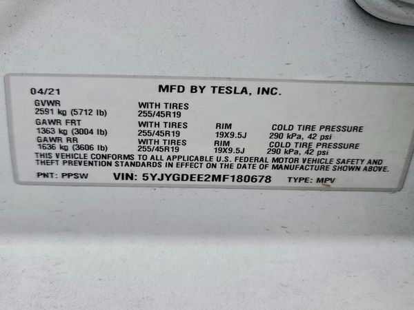 2021 TESLA MODEL Y