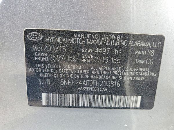 2015 HYUNDAI SONATA SE, ECO — VINS