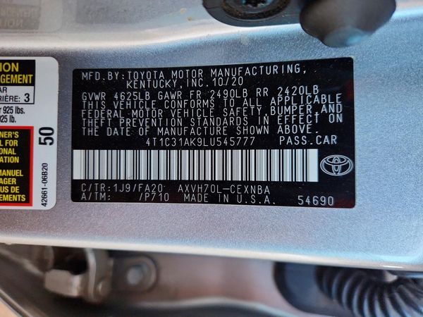 2020 TOYOTA CAMRY LE Hybrid