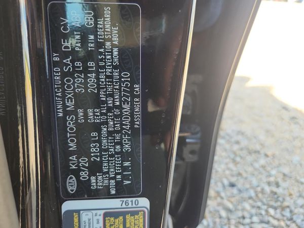 2021 KIA FORTE FE, LXS