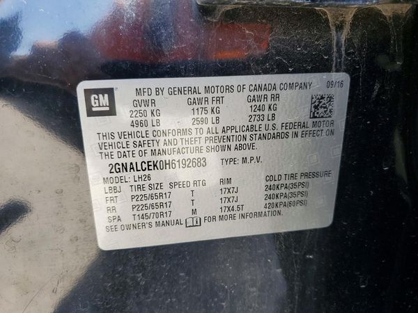 2017 CHEVROLET EQUINOX LT / FL