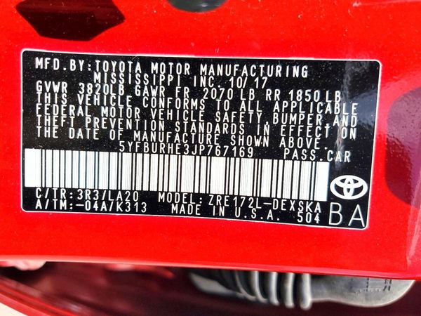 2018 TOYOTA COROLLA L/LE/SE/XLE/XSE