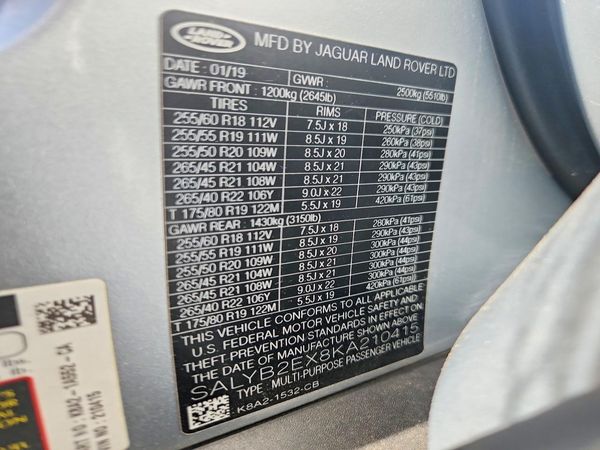 2019 LAND ROVER RANGE ROVER VELAR S