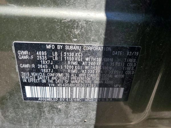 2019 SUBARU OUTBACK
