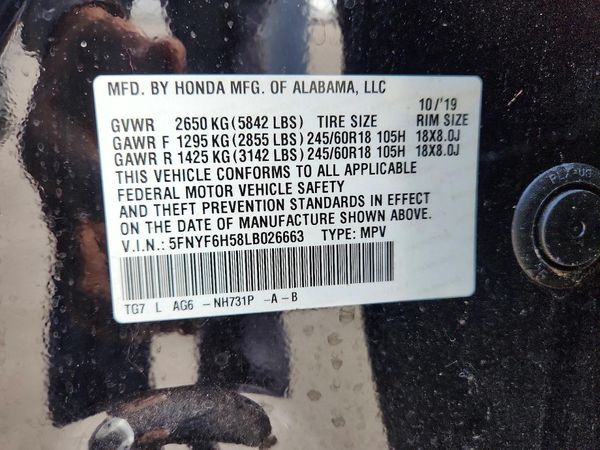 2020 HONDA PILOT EXL