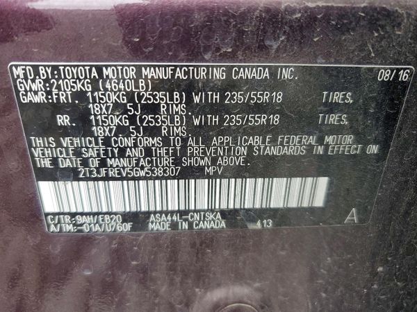 2016 TOYOTA RAV4 SE (S Grade)