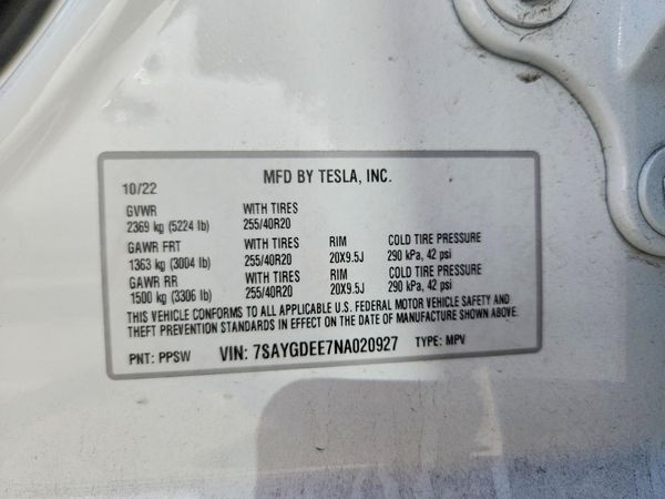 2022 TESLA MODEL Y
