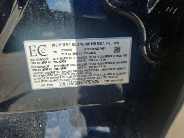 2022 TESLA MODEL Y