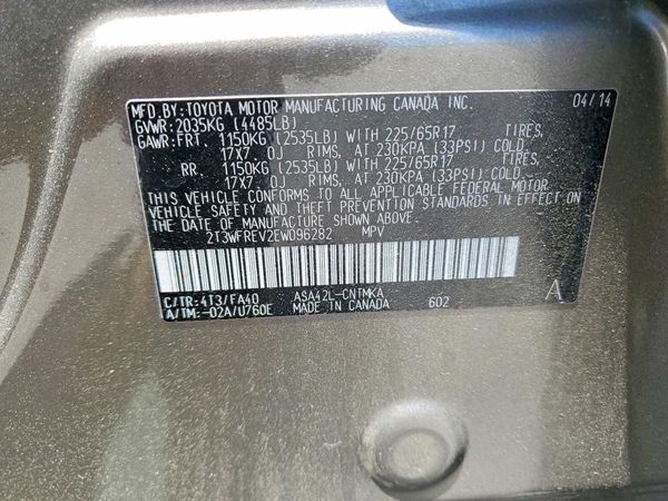 2014 TOYOTA RAV4 Sports — VINS