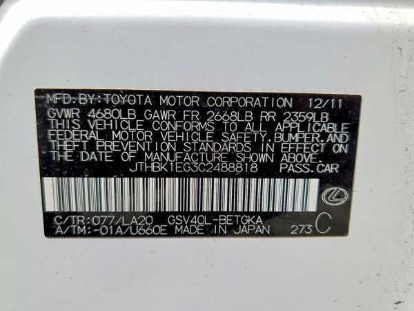 2012 LEXUS ES 350