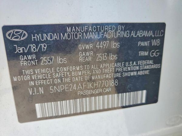2019 HYUNDAI SONATA Eco Turbo, SE