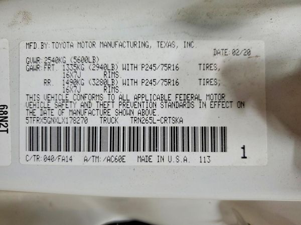 2020 TOYOTA TACOMA SR5
