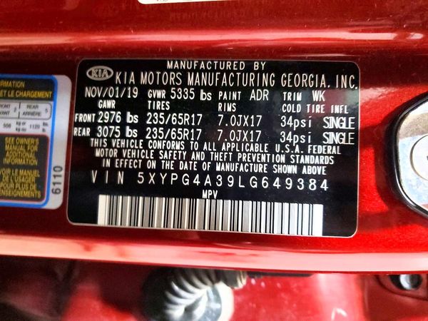 2020 KIA SORENTO L, LX, S