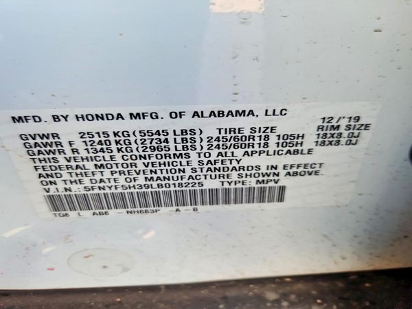 2020 HONDA PILOT EX
