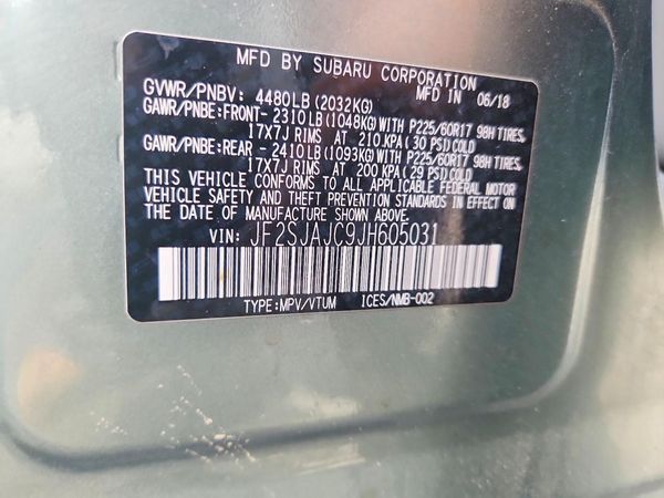 2018 SUBARU FORESTER Limited — VINS
