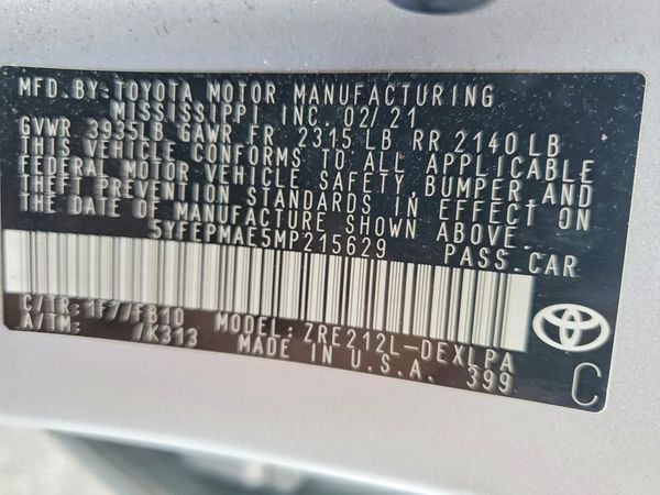 2021 TOYOTA COROLLA LE