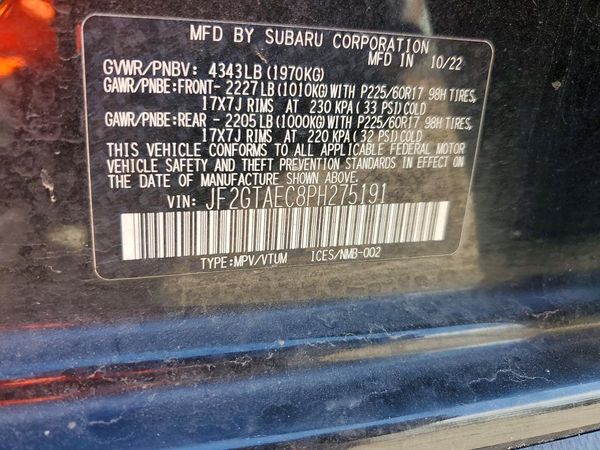 2023 SUBARU CROSSTREK Premium — VINS