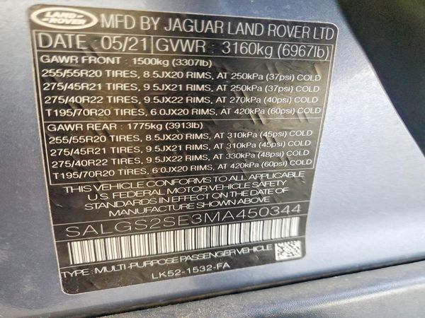 2021 LAND ROVER RANGE ROVER