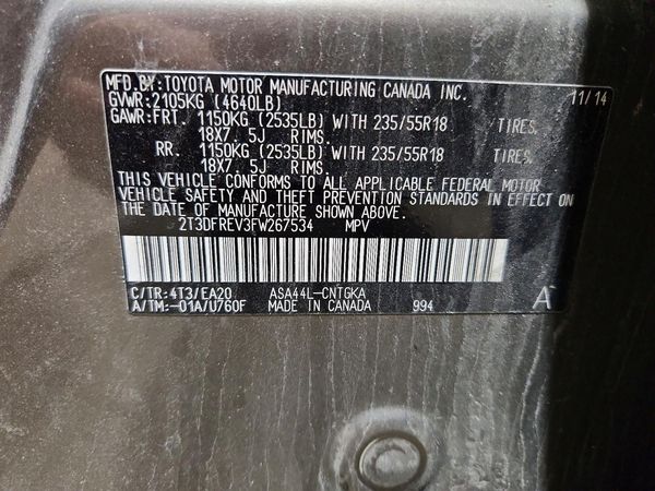 2015 TOYOTA RAV4 Limited (G Grade)