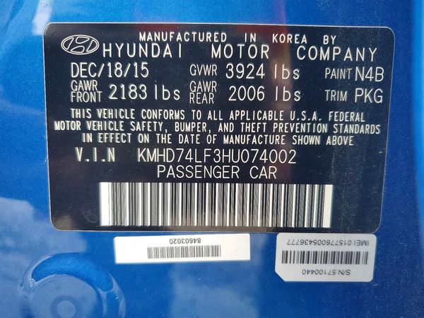 2017 HYUNDAI ELANTRA
