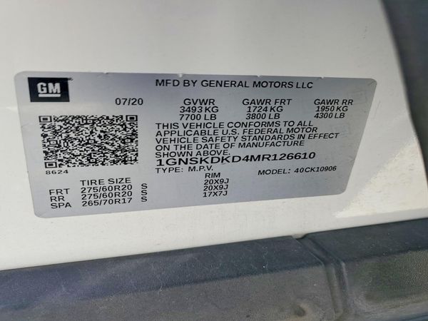 2021 CHEVROLET SUBURBAN Z71 — VINS