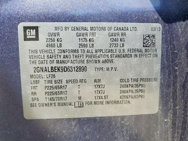 2013 CHEVROLET EQUINOX LS — VINS