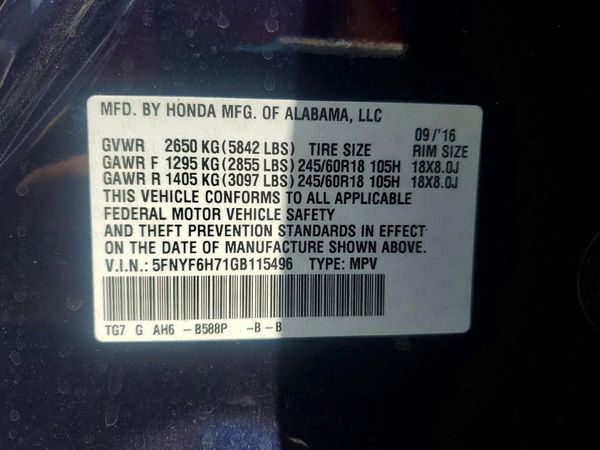 2016 HONDA PILOT EXL-N