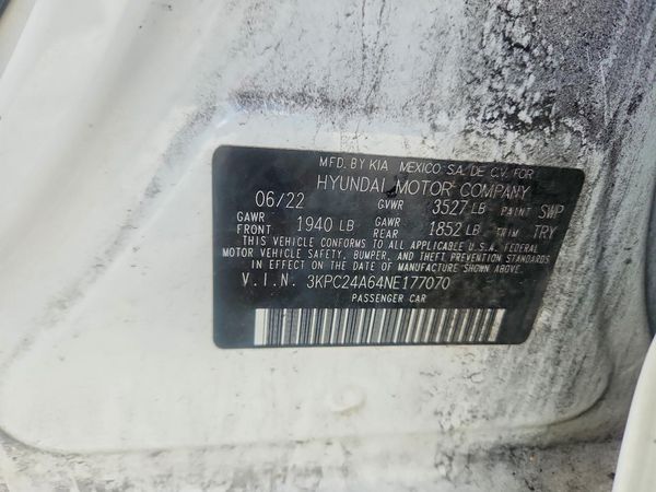2022 HYUNDAI ACCENT SE, SEL