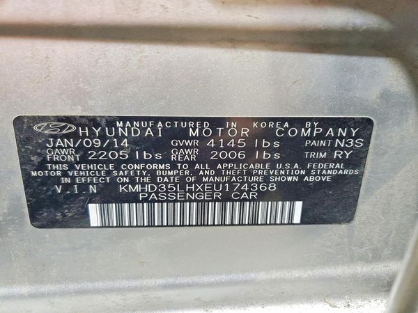 2014 HYUNDAI ELANTRA STD, Style, Tech