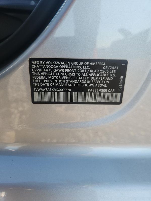 2021 VOLKSWAGEN PASSAT S