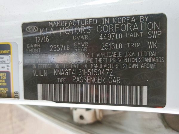 2017 KIA OPTIMA Hybrid Base