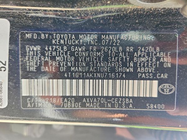2022 TOYOTA CAMRY SE